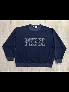 Vintage Pepsi Embroidered Fleece Men’s Crewneck Sweatshirt Size XL 90’s Y2K